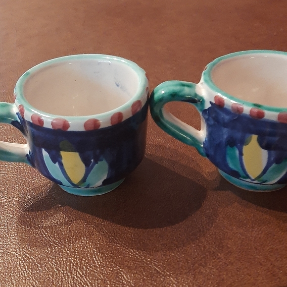 Espresso Cup Set of 2 Handmade Vietri Style Ceramic Italian Coffee Cups Coffee - Picture 4 of 7